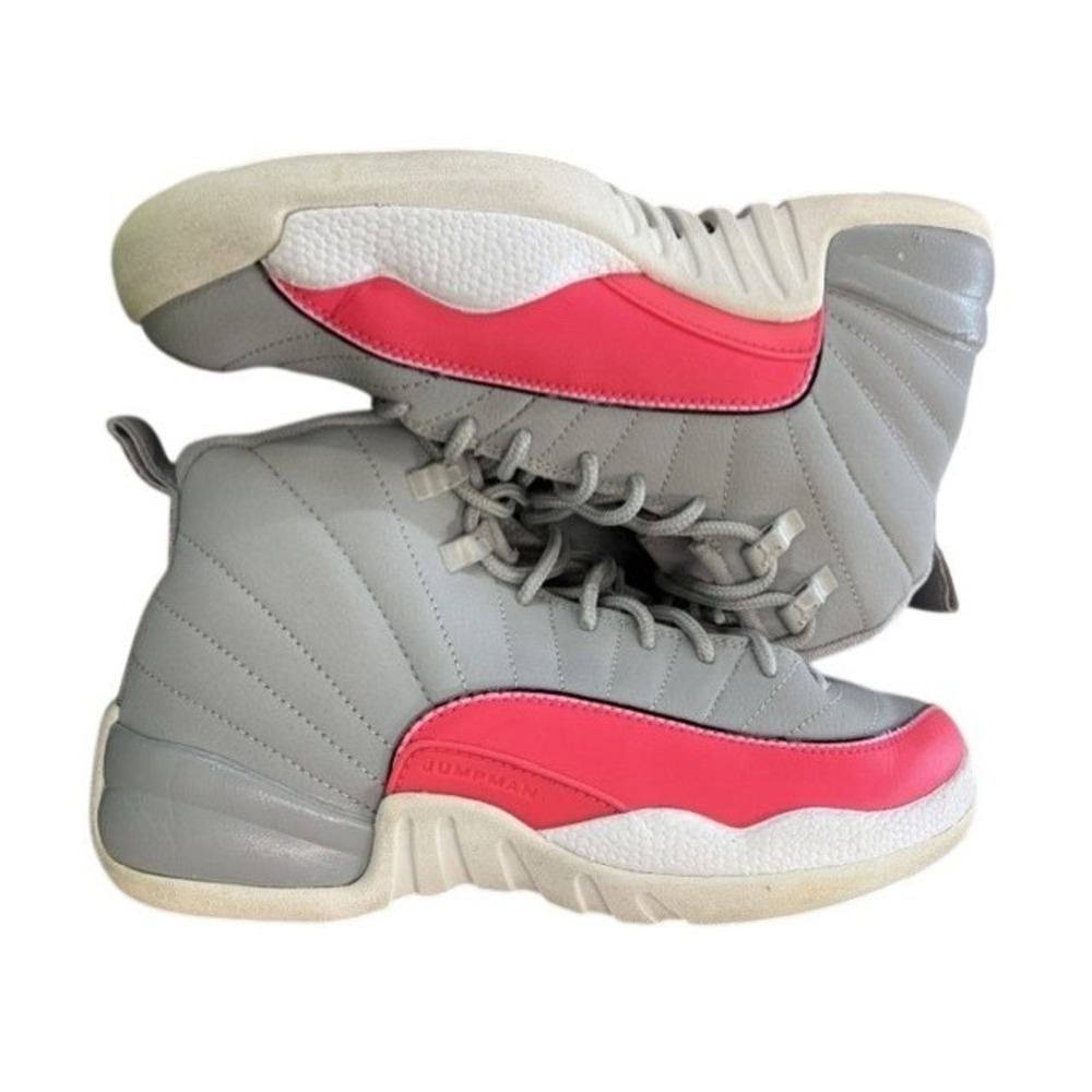 Jordan 12 Retro GS Racer Pink Wolf Grey Kids Basketball‎ Shoes 6.5Y
